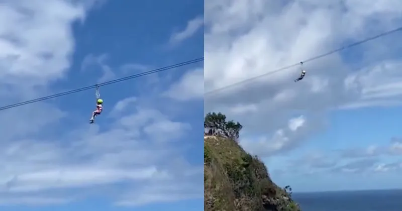 Bocah Turis Asing Tersangkut saat Bermain Flying Fox di Bali