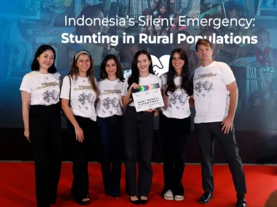Beby Tsabina (tiga dari kanan) mengaku prihatin usai menonton film dokumentar 'Indonesia's Silent Emergency: Stunting in Rural Populations'. (Foto: Dok. Pri)