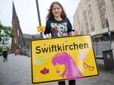 Belum lama ini, Taylor Swift dijadikan sebagai nama sebuah kota di Jerman, Gelsenkirchen yang disinggahinya untuk konser tiga hari. (Foto: Bernd Thissen/DPA)