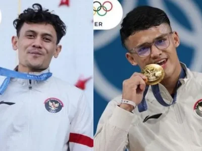 Indonesia akhirnya pecah telor di ajang Olimpiade Paris 2024, setelah meraih dua medali emas melalui Veddriq Leonardo dan Rizki Juniansyah. (Foto: Dok. NOC Indonesia)