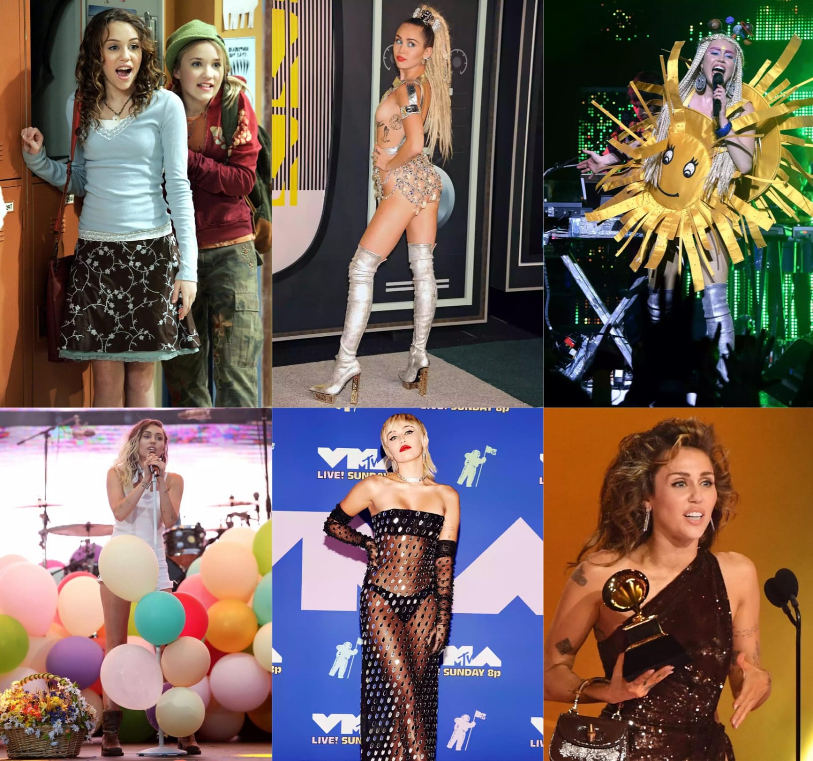 Tranformasi gaya Miley Cyrus dari 2006-2024. Foto: Dok. Kolase PEOPLE