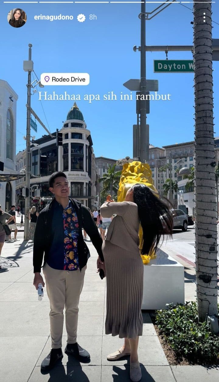 Erina dan Kaesang asyik jalan-jalan di Rodeo Drive. Foto: Dok. Instagram @erinagudono