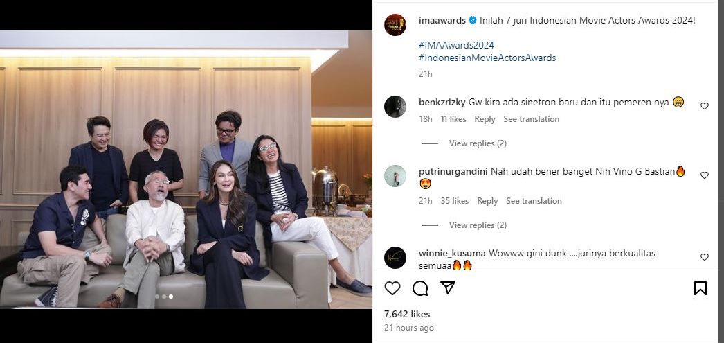 Vino G Bastian menjadi salah satu dewan juri di IMAA 2024. (Foto: Instagram/imaawards)