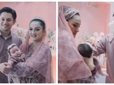 Tengku Dewi dan Andrew Andika terlihat akur dan kompak saat menggelar akikah anak ke dua. Foto : Instagram/tengkudewiputri_tdp