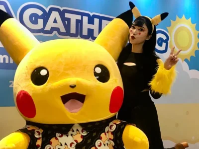 Busana lucu Isyana Sarasvati bergaya Pikachu. (Foto: Naomi/Nyata)