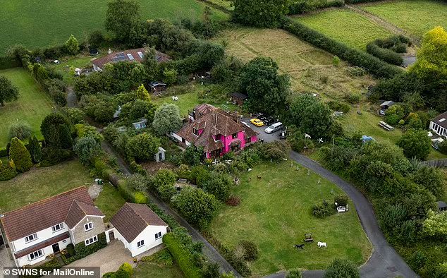 Rumah pink David terlihat mencolok dibandingkan rumah sekitarnya. Foto: Dok. Daily Mail