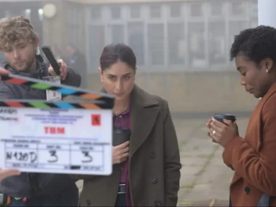 Kareena Kapoor saat syuting film 'The Buckingham Murders'. (Foto: Instagram/kareenakapoorkhan)