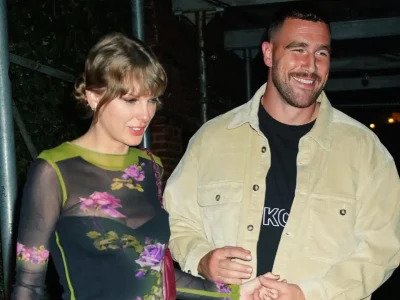 Taylor Swift dan Travis Kelce. Foto: Dok. X @PopBase