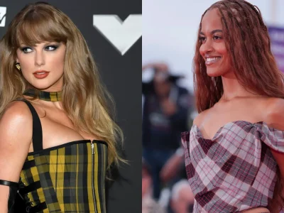 Taylor Swift dan Malia Obama pakai baju kotak-kotak. Foto: Dok. Kolase X @MTV, @DeauvilleUS