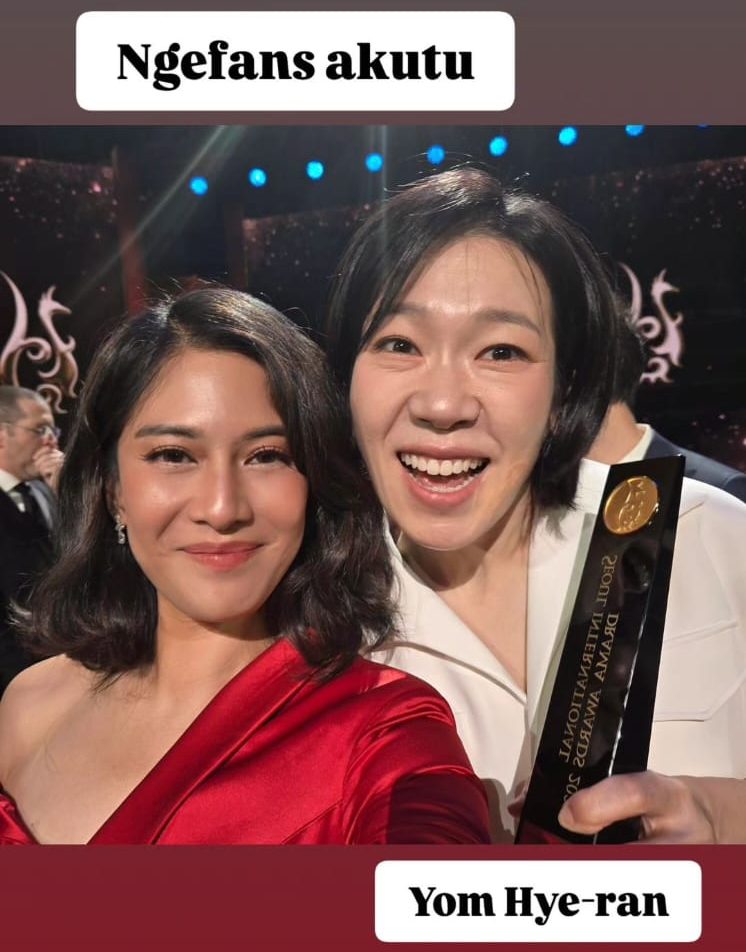 Dian Sastro berpose bersama Yeom Hye Ran. Foto : Instagram/therealdisastr