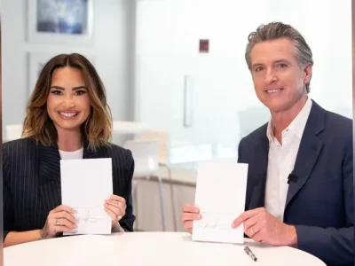 Demi Lovato dan Gavin Newsom (Foto: X/PopCrave)