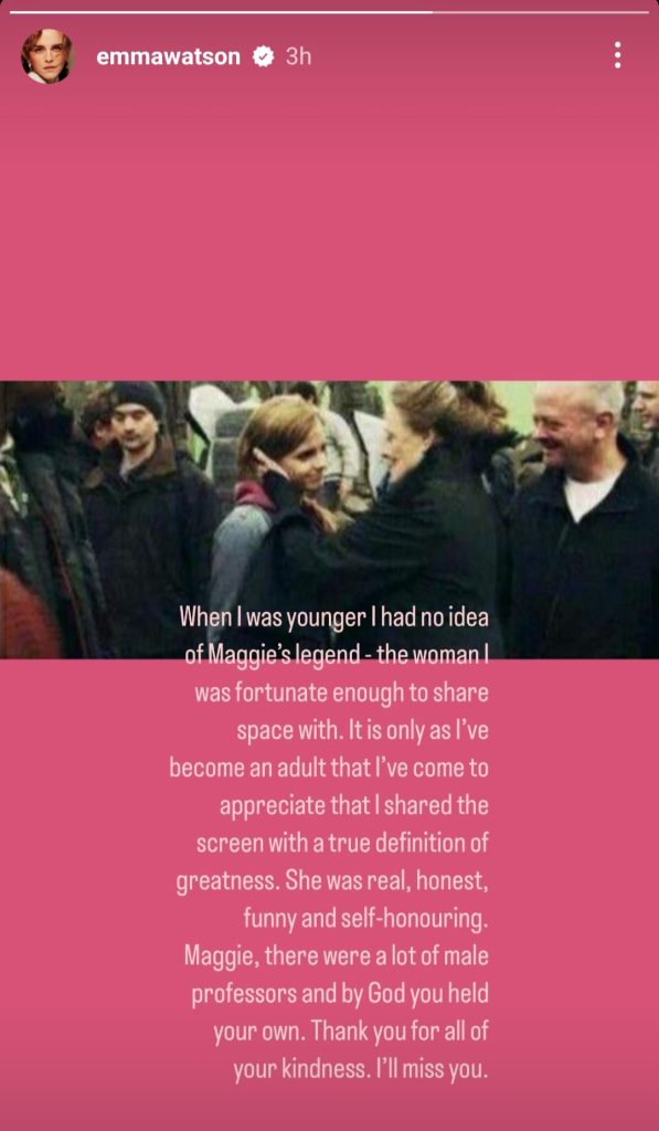 Emma Watson mengenang Maggie (Foto tangkap layar Instagram/@emmawatson)