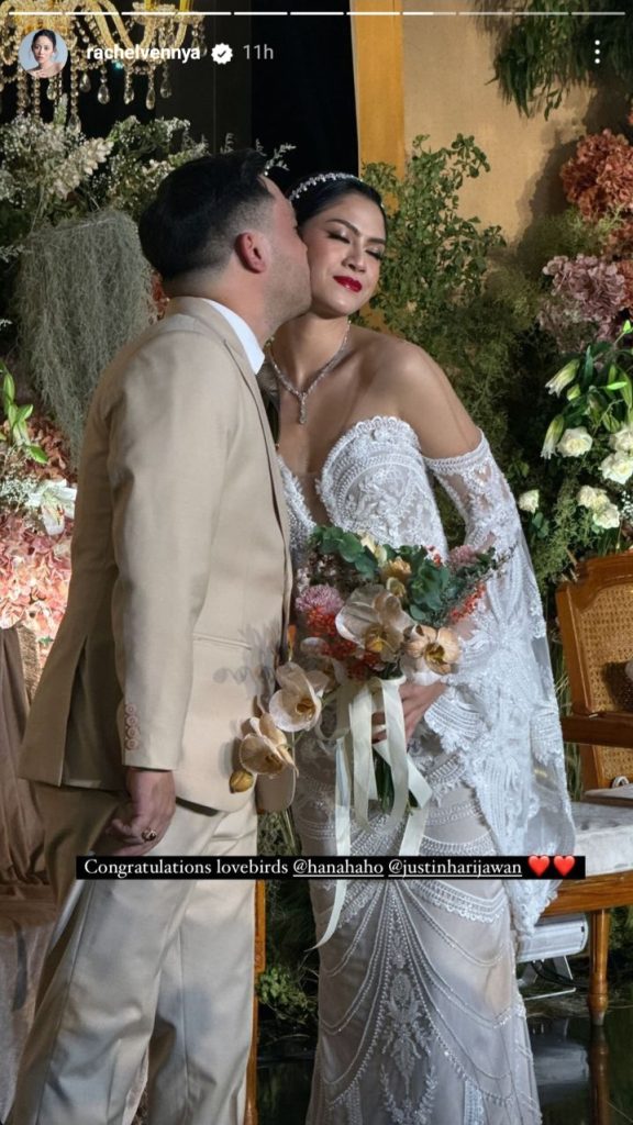 Unggahan Instagram Story Rachel Vennya saat menghadiri resepsi pernikahan Hana dan Justin (Foto: Instagram/rachelvennya)