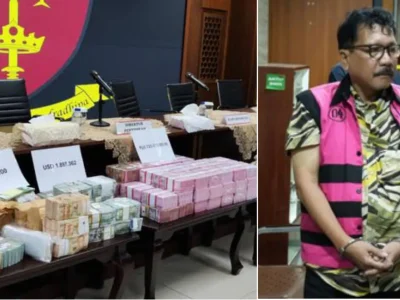Bukti uang hasil makelar kasus yang disita dari rumah produser eksekutif 'Sang Pengadil', Zarof Ricar. (Foto: Kolase/Dok. Kejagung)