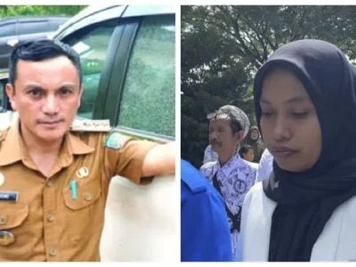 Mantan Camat Baito Sudarsono dan Guru Honorer Supriyani. (Foto: Kolase/Istimewa)