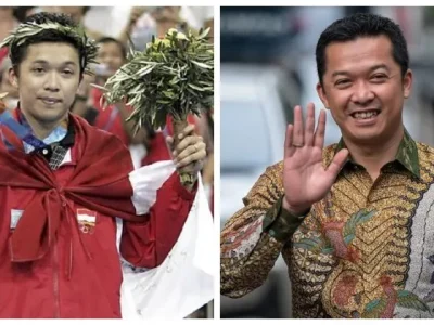 Taufik Hidayat mengemban amanat sebagai Wakil Menteri Pemuda dan Olahraga (Wamenpora) RI di Kabinet Merah Putih 2024-2029. Foto ANTARA FOTO/Fauzan/Spt. & AFP PHOTO/GOH CHAI HIN