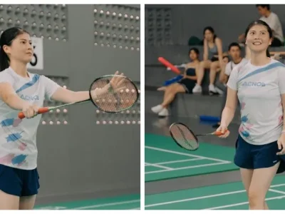 Gaya Mitzi Abigail saat bermain bulu tangkis. Foto : Instagram/mitziabigail
