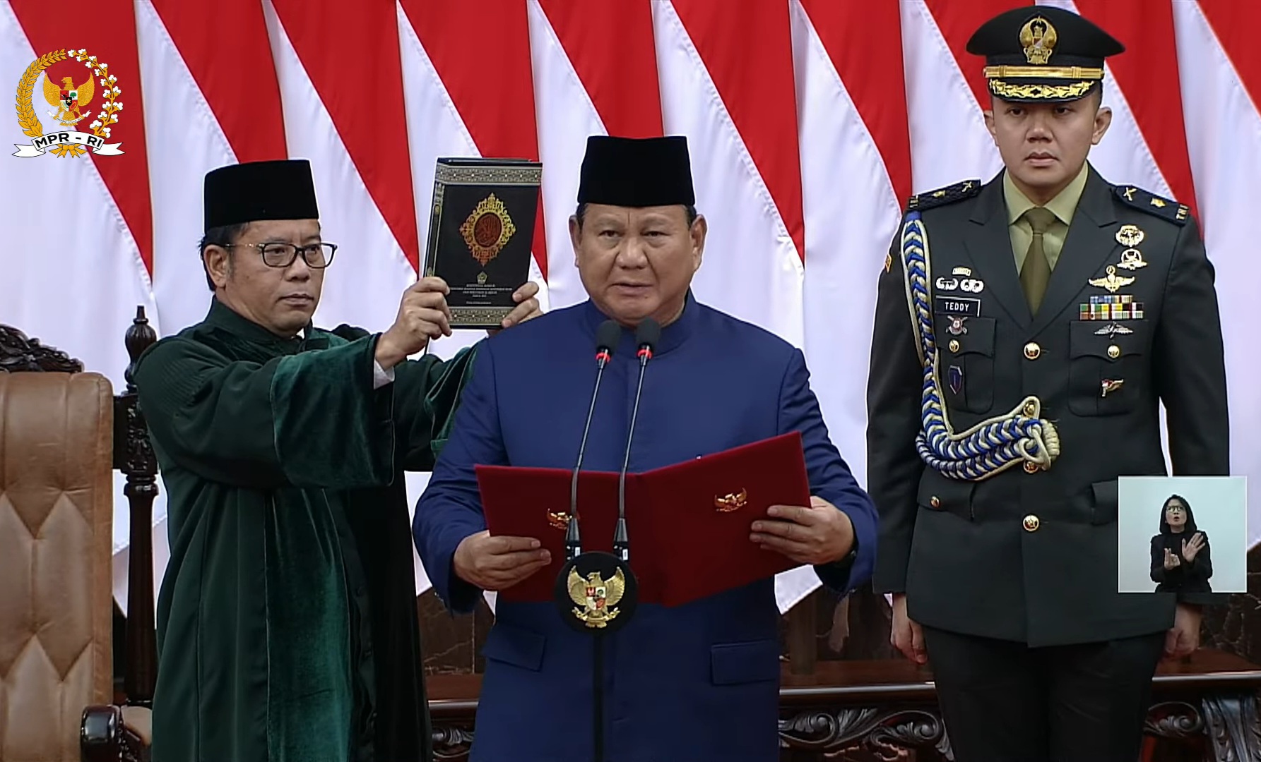 Prabowo Subianto mengucap sumpah presiden. Foto: Dok. YouTube MPRGOID