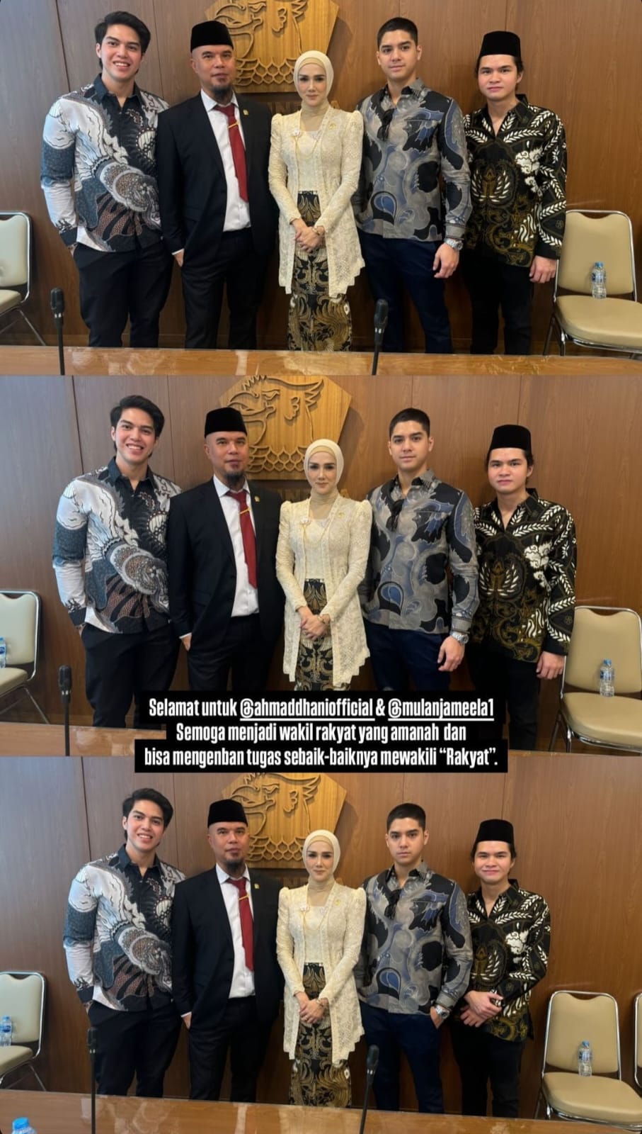 Ucapan El Rumi untuk Ahmad Dhani dan Mulan Jameela. Foto: Dok. Instagram @elelrumi