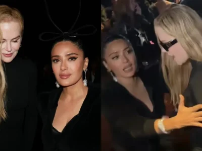 Nicole Kidman dan Salma Hayek diduga bertengkar di Paris Fashion Week 2024. Foto: Dok. Kolase Instagram @salmahayek, TikTok @gala.fr