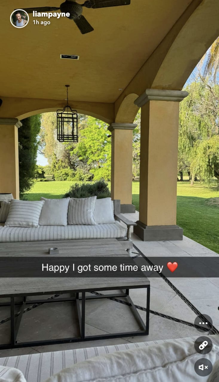 Liam senang dapat waktu beristirahat. Foto: Dok. Liam Payne/Snapchat