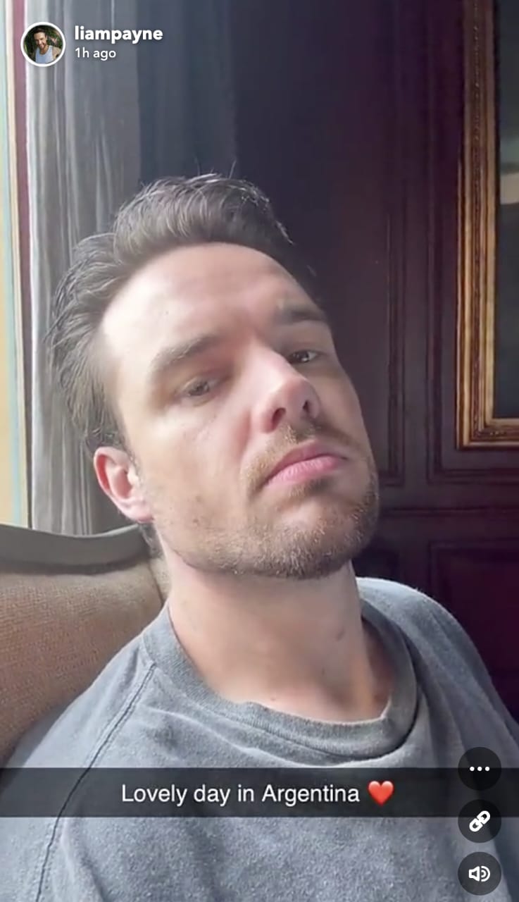 Unggahan Snapchat Liam Payne. Foto: Dok. Liam Payne/Snapchat