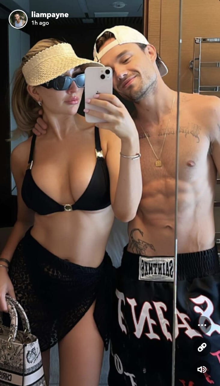 Foto bersama kekasih yang diunggah Liam satu jam sebelum meninggal dunia. Foto: Dok. Liam Payne/Snapchat