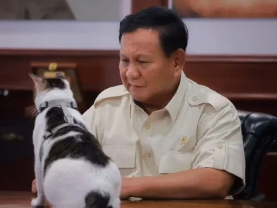 Prabowo Subianto bersama kucing peliharaan yang diberi nama Bobby Kertanegara. (Foto: Istimewa)