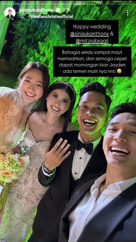 Ucapan selamat dari Jonatan Christie (Foto: Instagram/jonatanchristieofficial)
