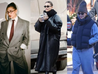 Inspirasi layering outfit ala Hailey Bieber (Foto: kolase dari Instagram/haileybieber dan Instagram/haileybisfashion)