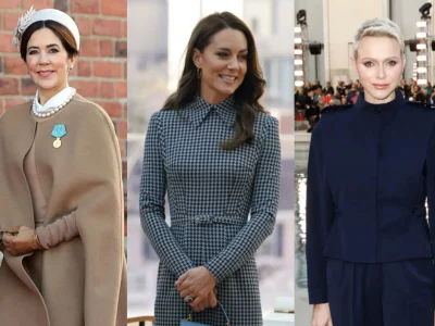 (L-R) Potret gaya pakaian Ratu Denmark, Kate Middleton, Putri Monako (Foto: kolase Getty)