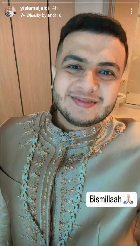 Yislam berdoa sebelum akad (Foto: Instagram/yislamjaidi)