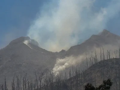 Kondisi usai erupsi Gunung Lewotobi Laki-Lak. Foto: ARNOLD WELIANTO / AFP