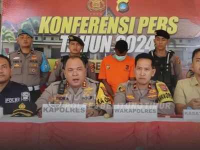 Konferensi pers terkait kasus wanita di Belitung Timur tewas dicor pacar. (Foto: Istimewa)