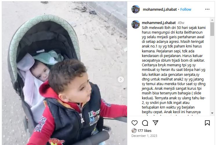 Postingan terakhir M Shabat. (Foto: Tangkapan Layar Instagram/mohammed.j.shabat)