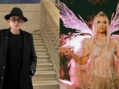Paris Hilton pakai ear cuff buatan Rinaldy Yunardi. Foto: Dok. Kolase Instagram @rinaldyyunardi, @parishilton