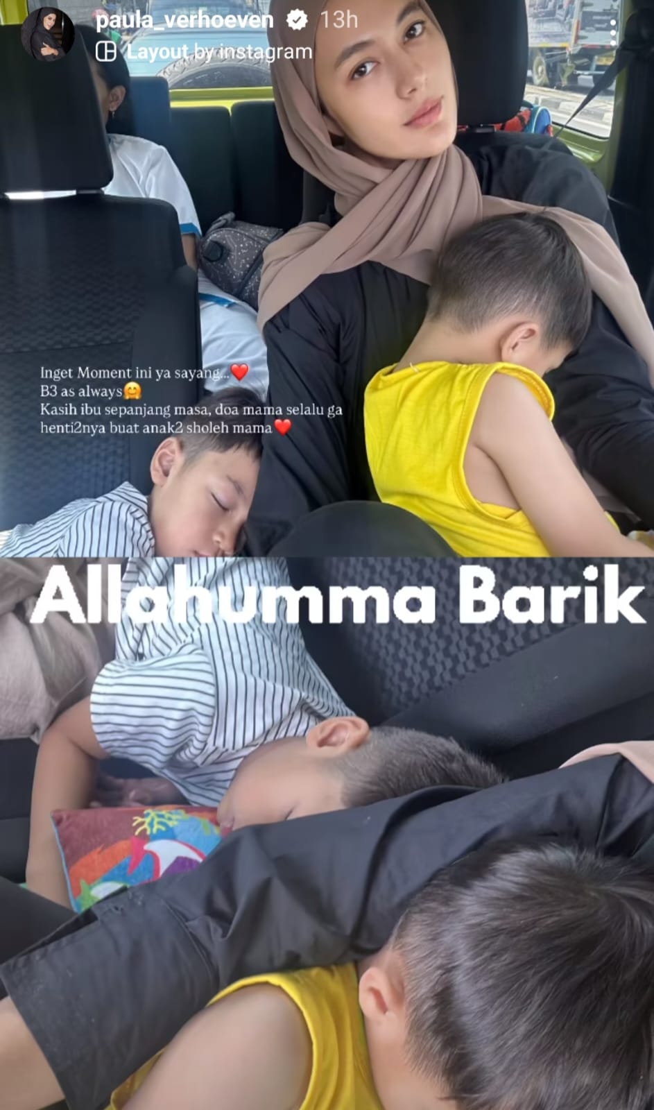 Unggahan Instagram story. Foto: Dok. Instagram @paula_verhoeven