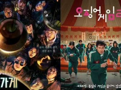 Poster drama Korea 'Light Shop' dan 'Squid Game 2' yang tayang Desember. Foto: Dok. Kolase Instagram @disneypluskr, @netflixkr