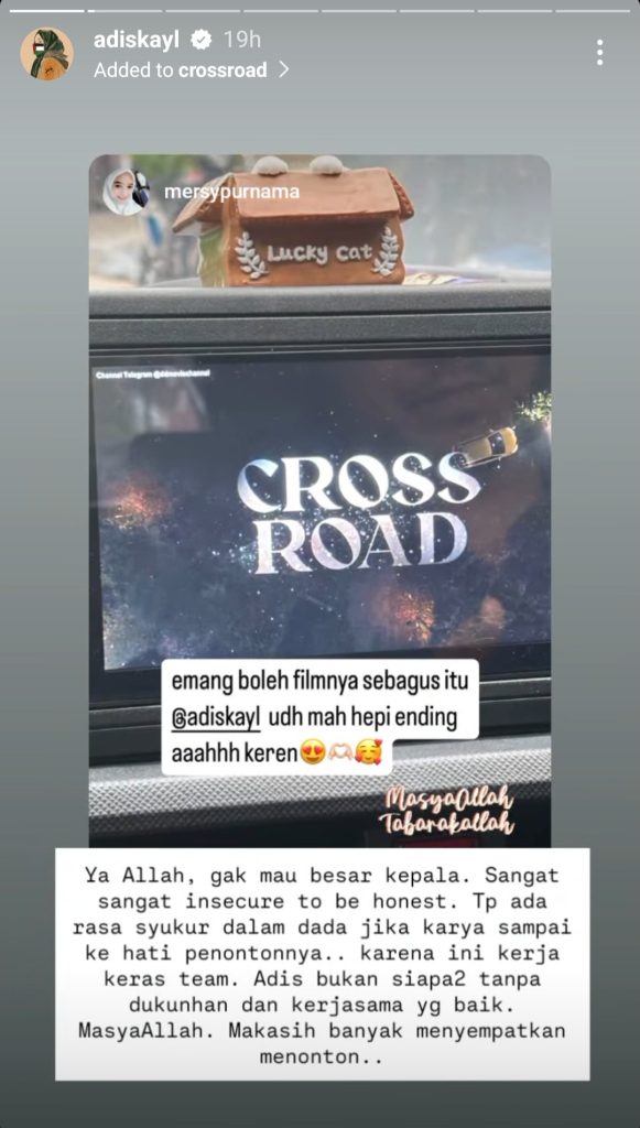 Salah satu unggahan story Instagram Adis Kayl (Foto: Instagram/adiskayl, film_indonesia)