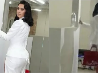 Perbedaan foto Kim Kardashian yang asli dengan bayangan di cermin (Foto: Reddit/KUWTKsnark)