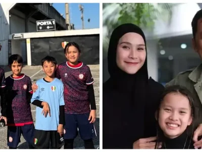 Kala Madali, Putri Zaskia Adya Mecca dan Hanung Bramantyo yang jago sepak bola. (Foto: Instagram/zaskiaadyamecca)