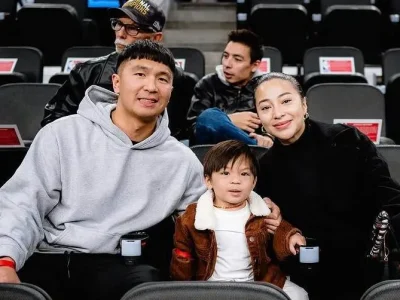 Nikita Willy dan keluarga menonton pertandingan NBA. Foto : Instagram/laclippers