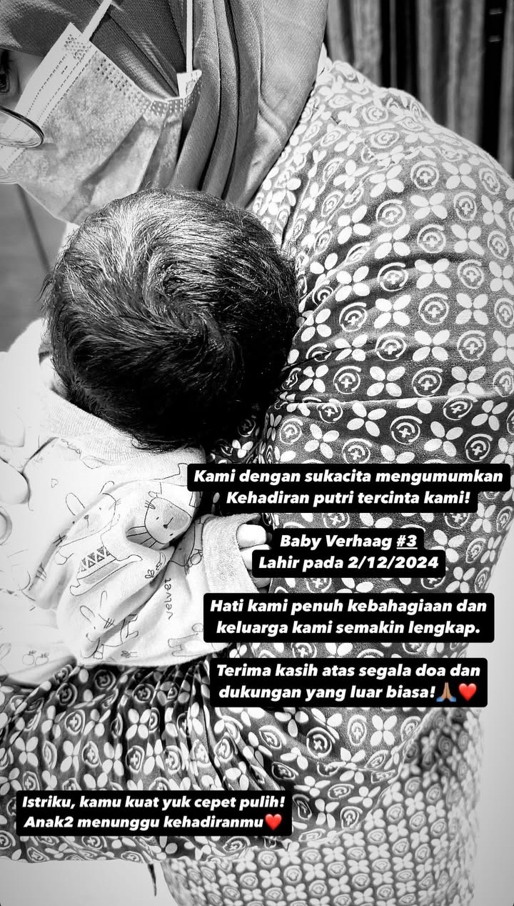 Vincent Verhaag mengumumkan kelahiran putri pertama mereka (Foto: Instagram/v.andrianto)