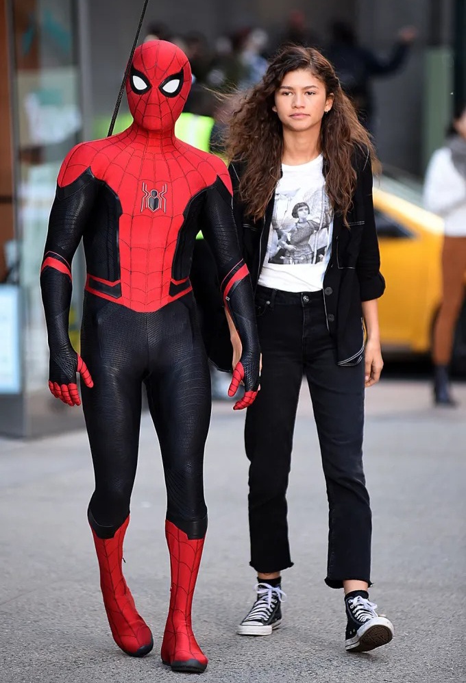 Tom Holland dan Zendaya saat syuting 'Far From Home' (Foto: Kristin Callahan/ACE Pictures)
