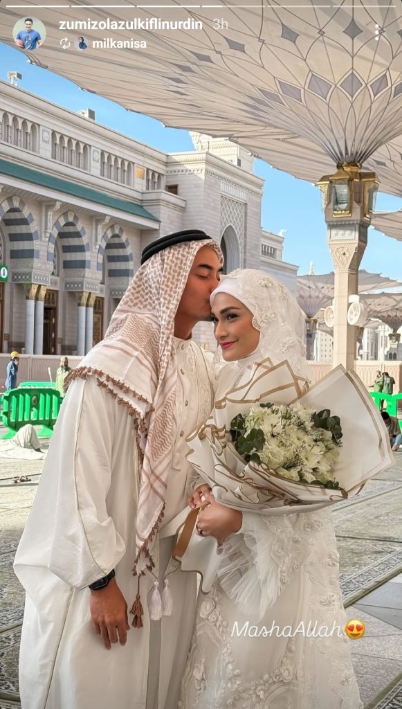 Pernikahan diadakan di Masjid Nabawi, Madinah (Foto: Instagram/zumizolazulkiflinurdin)