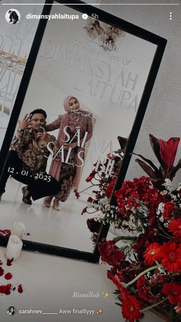 Momen pertunangan yang dibagika Dimansyah Laitupa (Foto: Instagram/dimansyahlaitupa)
