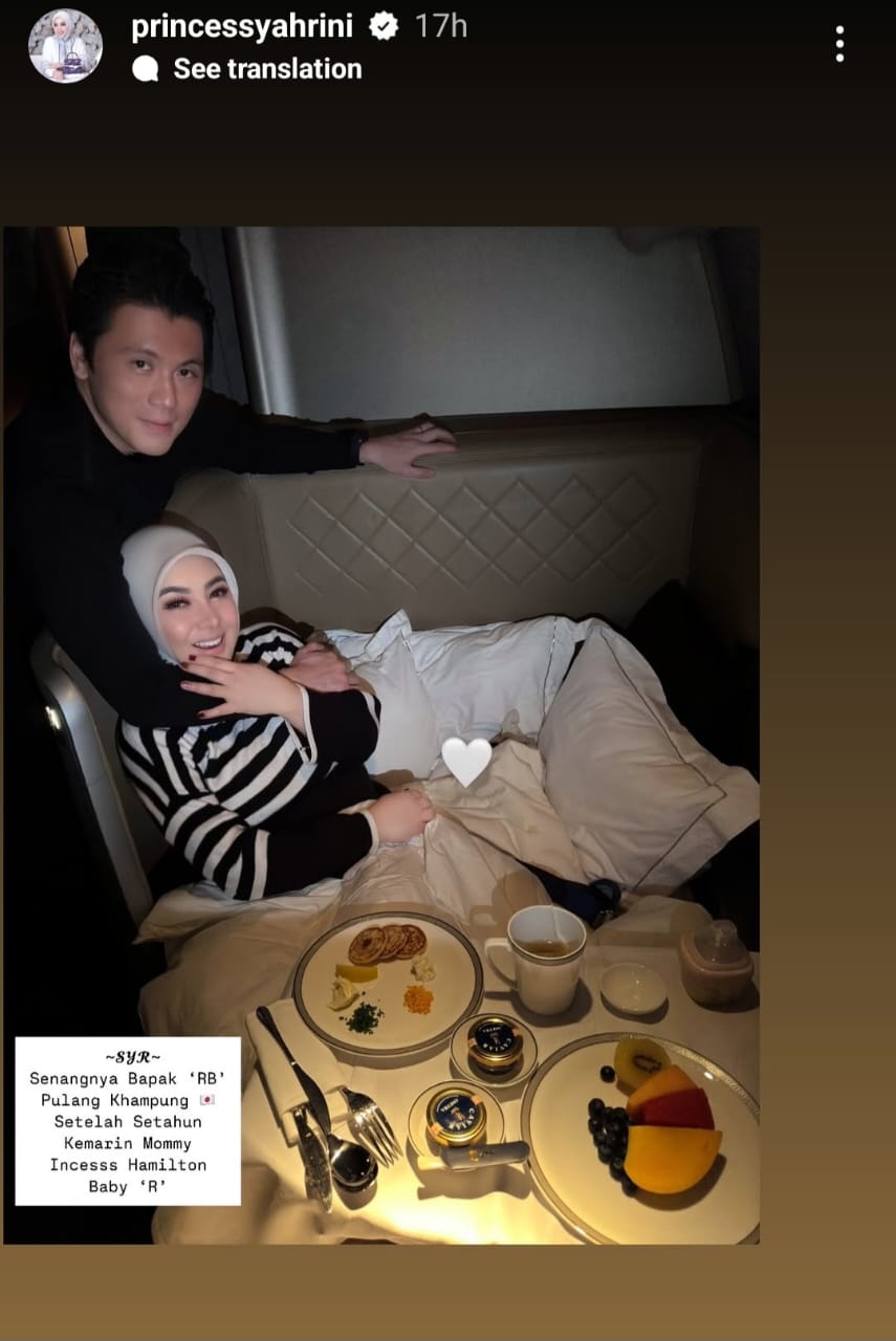 Reino Barack dan Syahrini dalam perjalanan menuju ke Jepang. Foto: Dok. Instagram @princessyahrini
