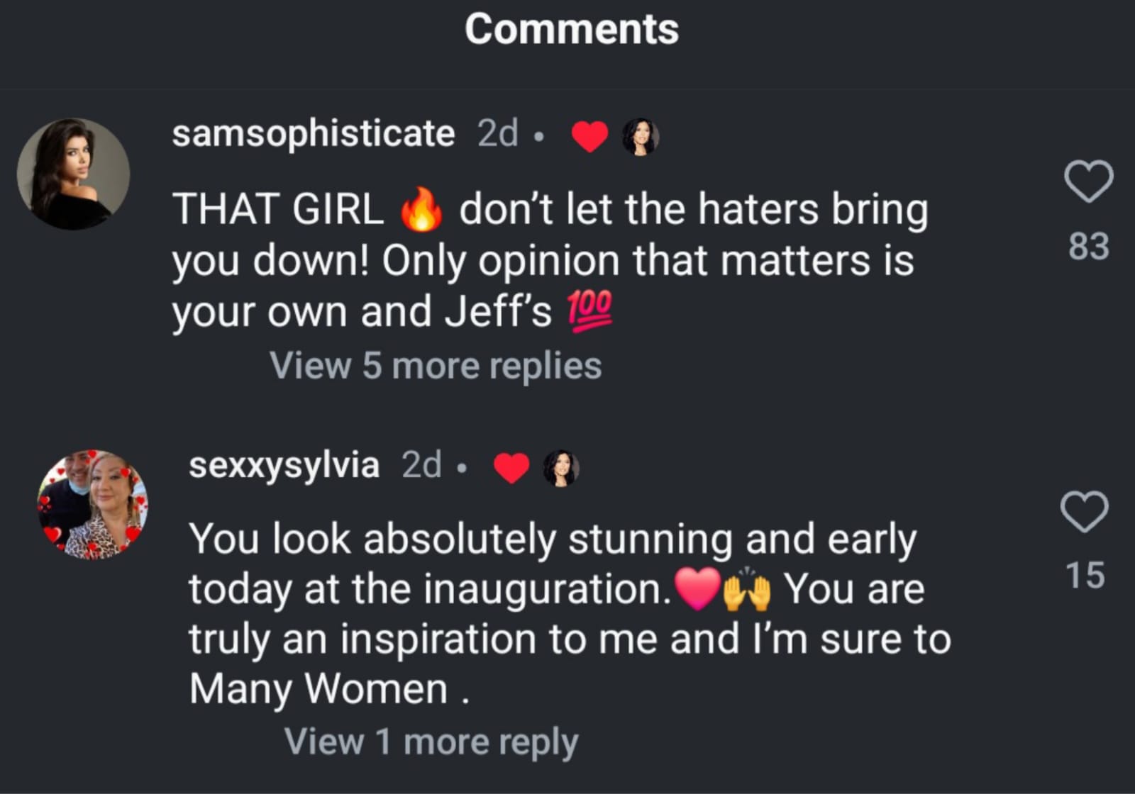 Lauren Sanchez menyukai komentar netizen yang mendukungnya. Foto: Dok. Instagram