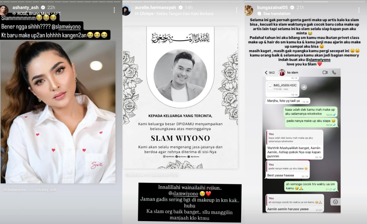 Ashanty, Aurel, dan Bunga Zainal yang pernah dirias Slam Wiyono. Foto: Dok. Instagram
