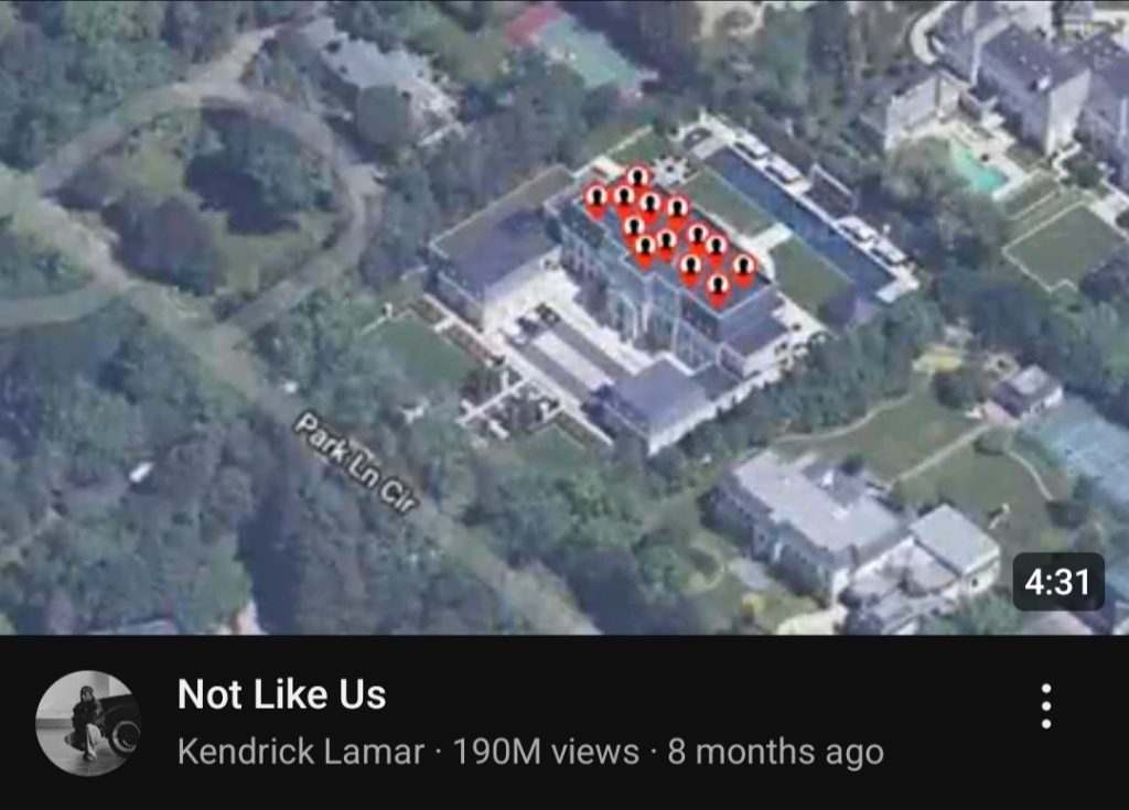 Foto rumah Drake di Toronto dalam lagu ‘Not Like Us’ (Foto: YouTube/Kendrick Lamar)